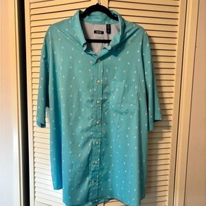 Izod Men's Teal Short Sleeve Button Down Shirt